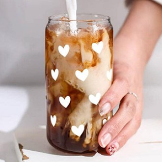 Mason Life Iced Coffee Cups with Heart Design