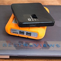 Two external hard drive devices