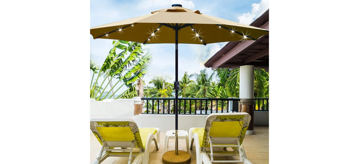 Arlmont &amp; Co Balkar 108'' Lighted Tilt Market Umbrella