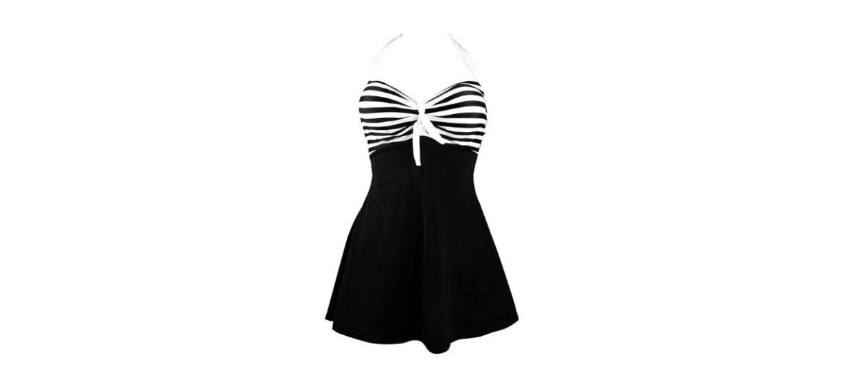 Cocoship Vintage Sailor Pin Up Swimsuit Retro One Piece Skirtini
