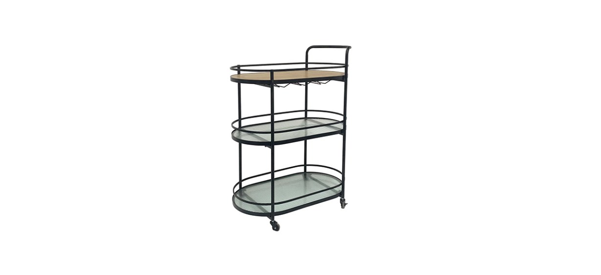 Best Studio 3B 3-Tier Oval Metal Bar Cart