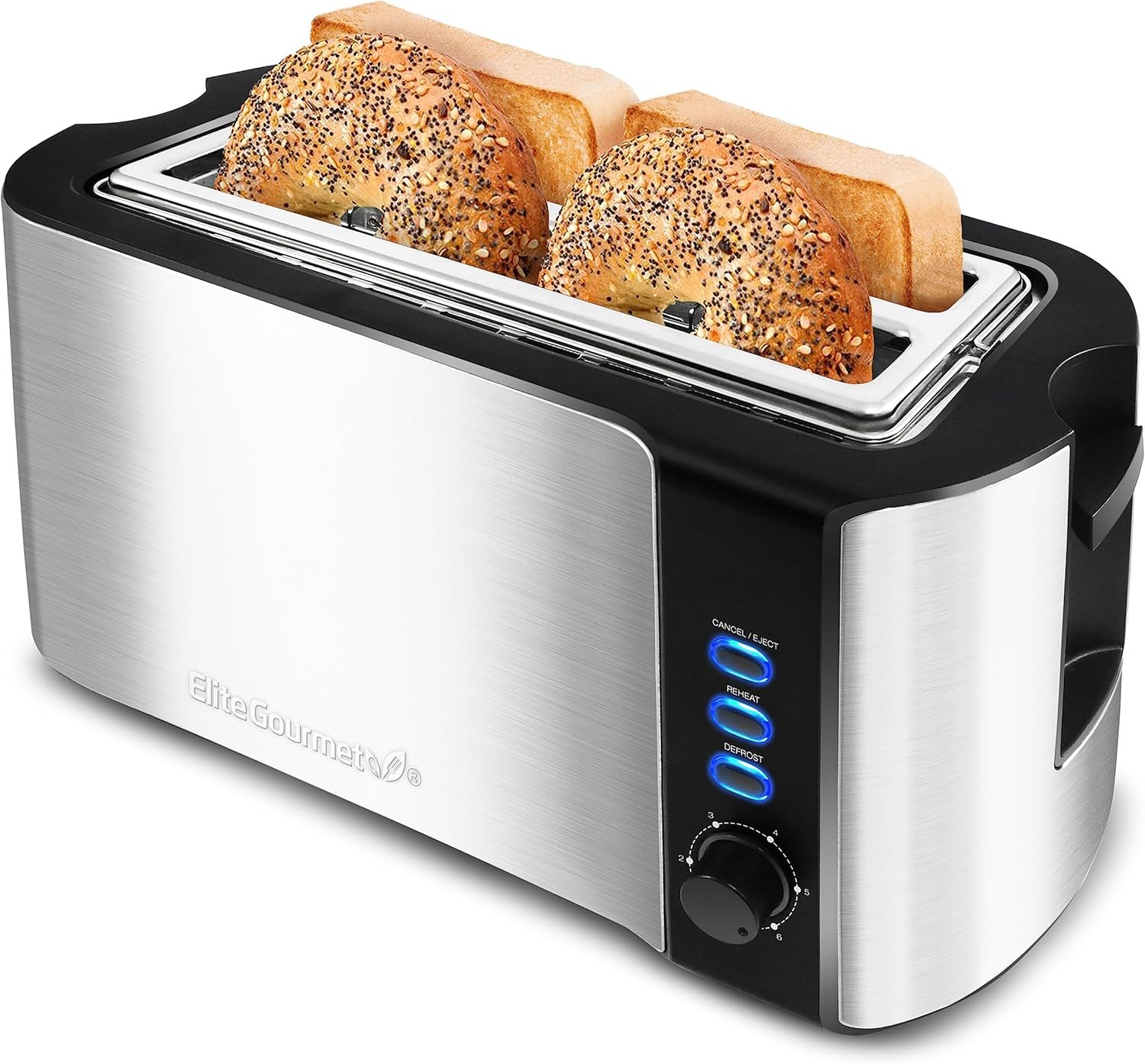 Elite Gourmet ECT-3100 Long Slot 4 Slice Toaster