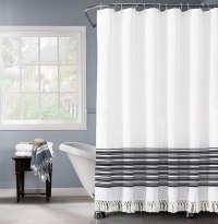 Felisa Black and White Stripe Shower Curtain